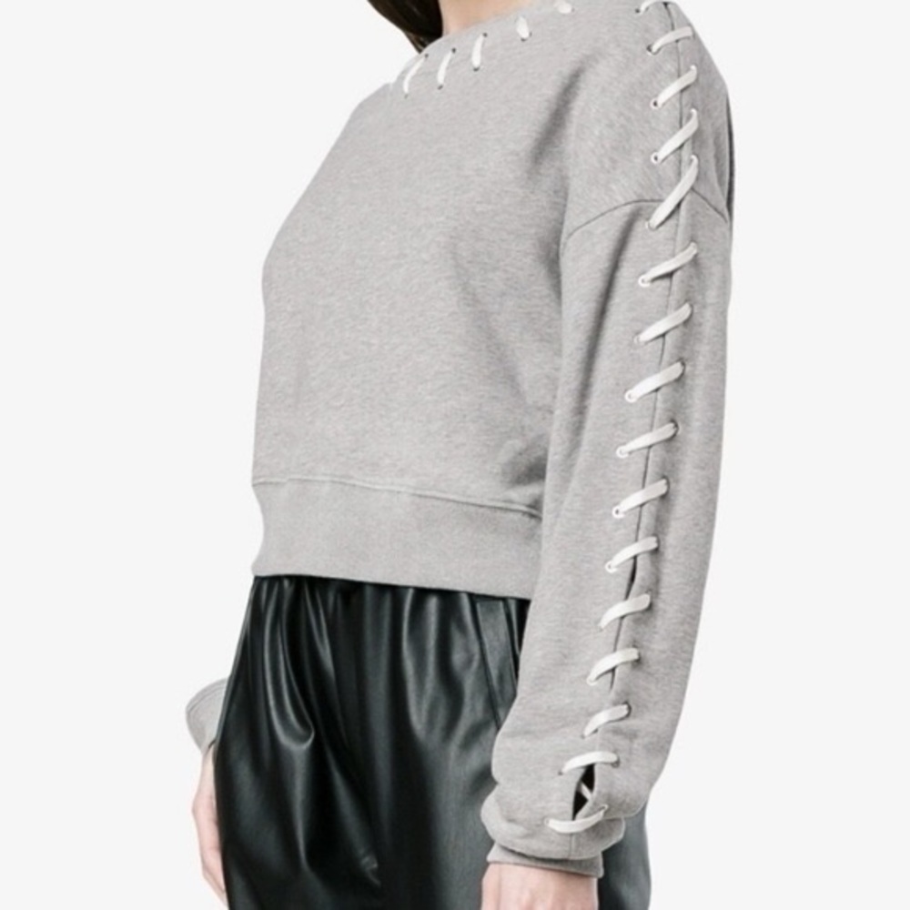Jonathan simkhai Gray Lace-Up cutout Sweatshirt pullover med urban chic ssense